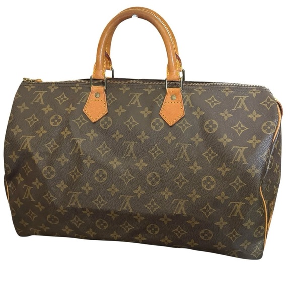 Louis Vuitton Monogram & Vachetta Leather Speedy 35 Satchel Bag - Picture 2 of 9